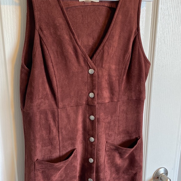 Maroon Velour Button Up Dress - Picture 5 of 7